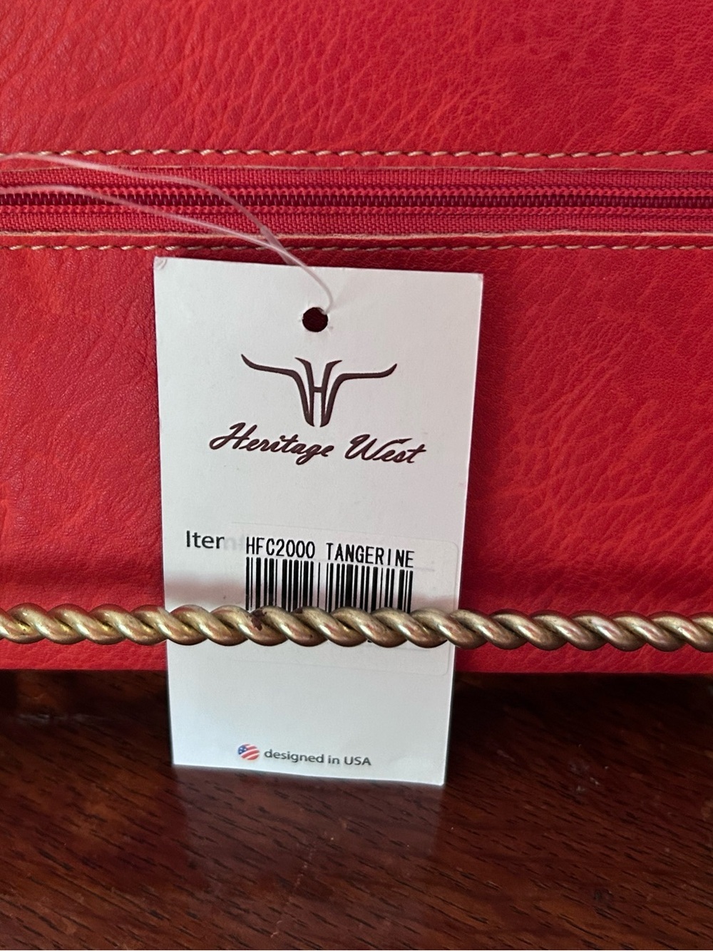 NWT Heritage West Western Rhinestone Cross Wallet Red BrownCroc Embossed Bling - Picture 6 of 15